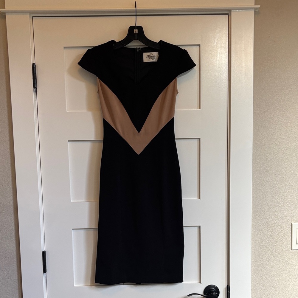 Anthropologie Black and Tan Midi Dress